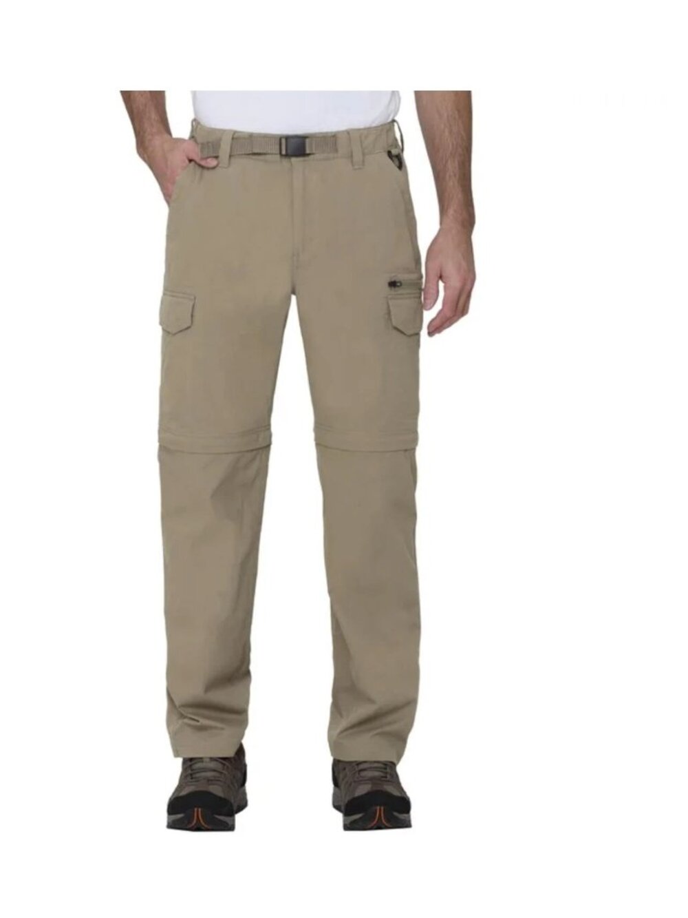 BC Clothing Co Men’s Convertible Cargo Pants XL x 32 Tan Zip-Off Legs Belted NWT